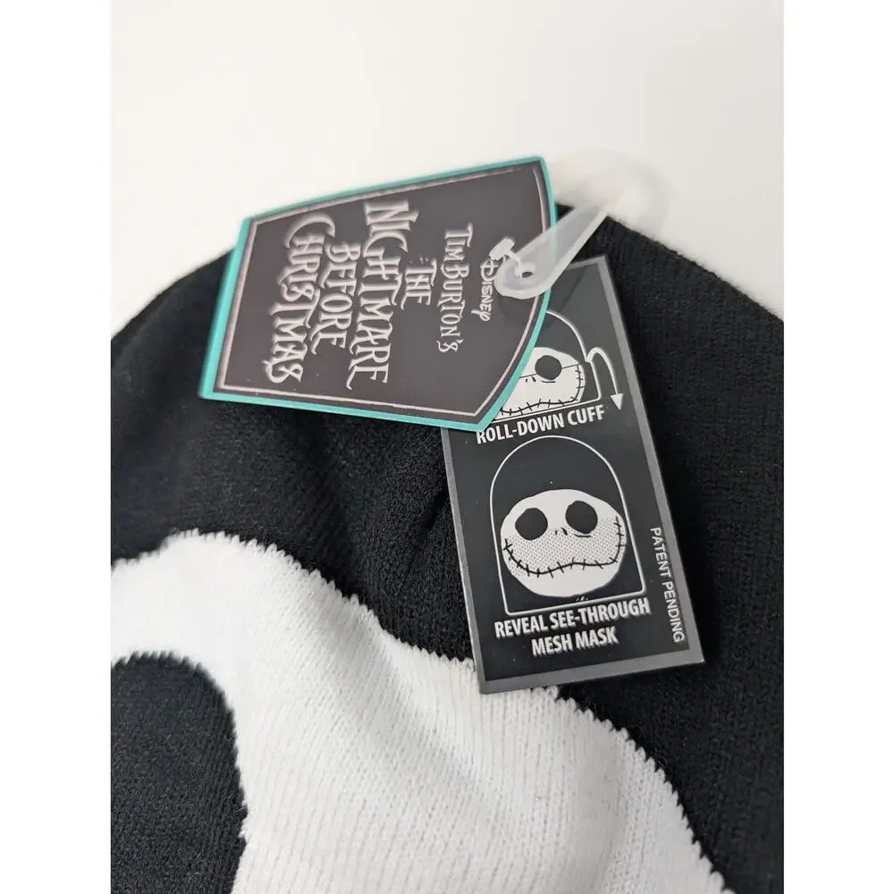 Disney Nightmare Before Christmas Jack Skellington Roll-Down Beanie‎ Hat Black